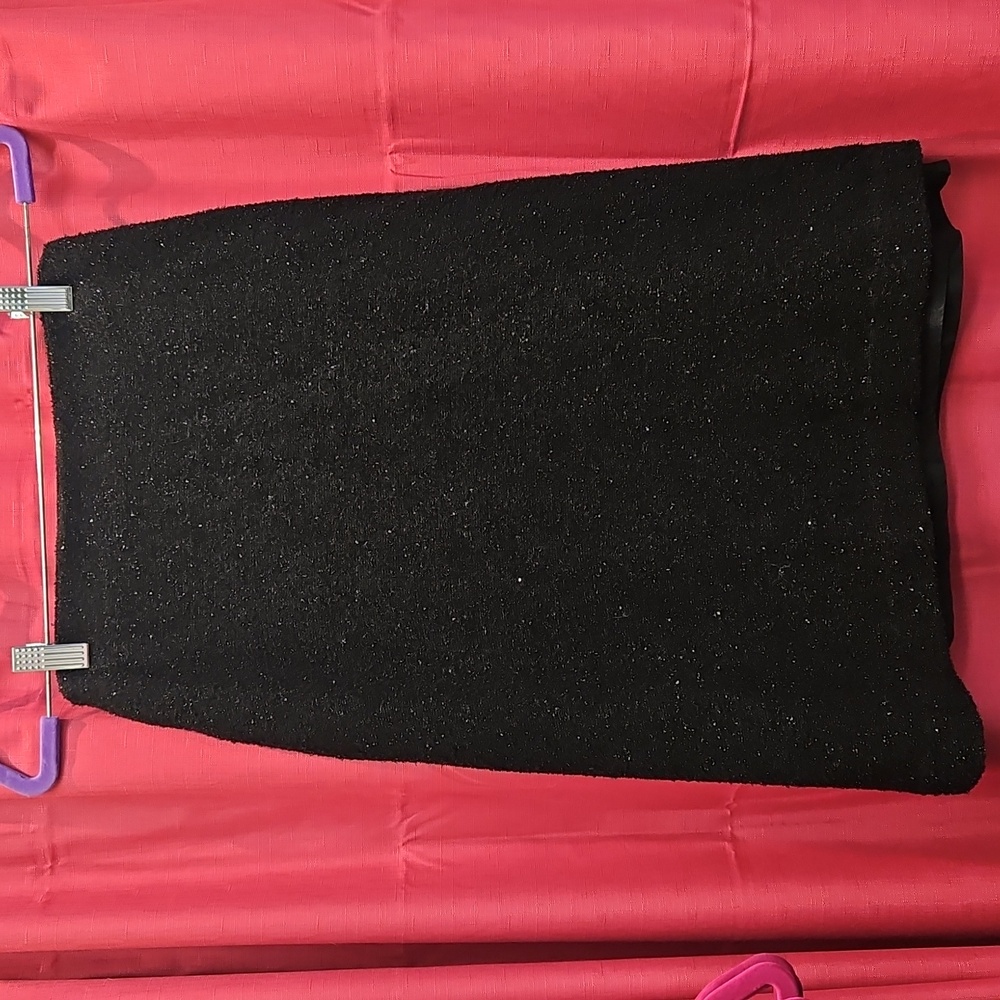 Vintage 90s Glittery Black Midi Skirt